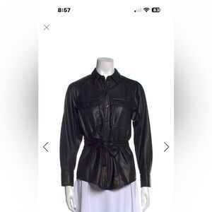 Rebecca Taylor NWT  Black Faux Leather Button-Up Shirt Size:XS